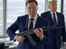 made with X’s AI chatbot image generator Grok promoted by Elon Musk by Paolo Cirio, February 2025, © Respective owners